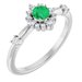 14K White Natural Emerald & 1/6 CTW Natural Diamond Halo-Style Ring 